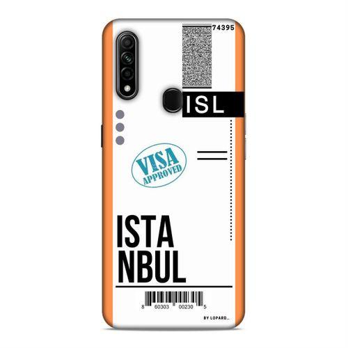 Oppo A31 Kılıf Uçak Bileti İstanbul Arka Kapak Koruma Desenli Full Koruyucu