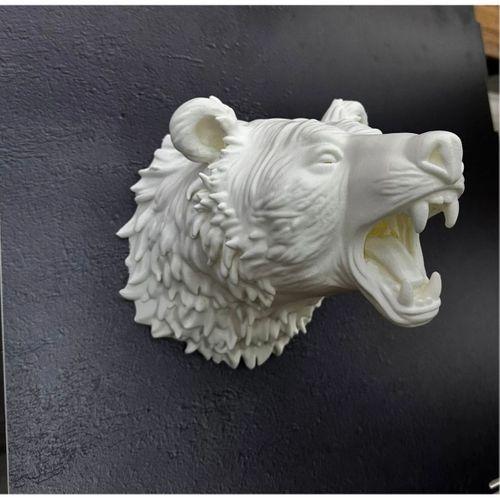 Dekoratif Beyaz Ayı Duvar Heykeli Asılabilir Hediyelik 25x19 Cm