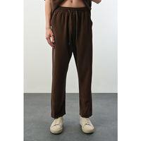 Soft Touch Kumaş Baggy Kalıp Lastikli Erkek Pantolon - Kahve