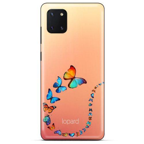 Huawei Y5P Kılıf Kelebek Etkisi (47) Crystal Flex Kılıf Fuşya Sarı