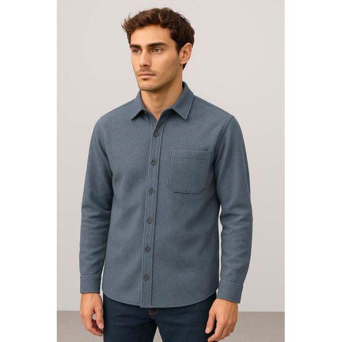 Frankel Kaşe Kumaş Tek Cepli Relaxed Fit Erkek Gömlek - Lacivert