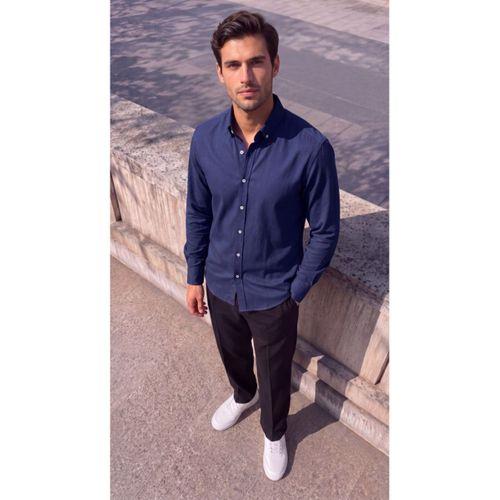 Erkek Standart Kesim Gabardin Kumaş Uzun Kollu Gömlek