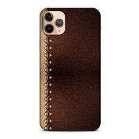 Apple Iphone 11 Pro Kılıf Patchwork (21) Koruyucu Kapak Kahve Gold