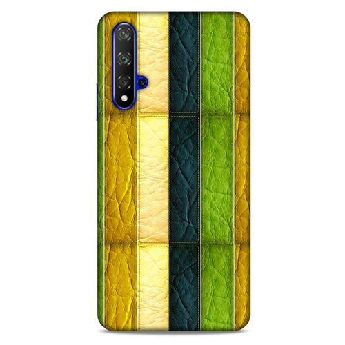 Huawei P Smart S Y8P Kılıf Patchwork (37) Silicone Cover Sarı Lacivert