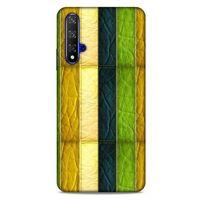 Huawei P Smart S Y8P Kılıf Patchwork (37) Silicone Cover Sarı Lacivert