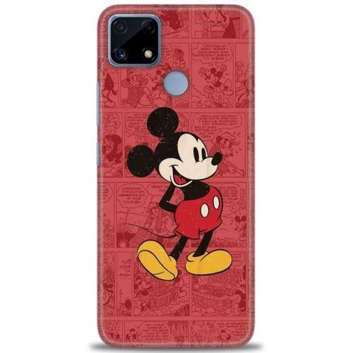 Realme C25s Kılıf HD Baskılı Kılıf - Kırmızı Mickey + Tam Ekran Koruyucu
