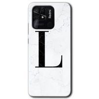 Xiaomi Redmi 10C HD Baskılı Kılıf + 9D Tam Ekran Koruyucu - Beyaz Mermer Desenli L Harfi