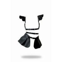 Siyah Etek Suni Deri Etek Kemerli Zımba Detaylı Etek - Brf1001