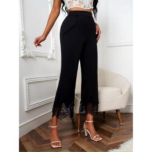 Kadın Yüksel Bel Paça Ağzı Dantelli Dalgıç Pantolon