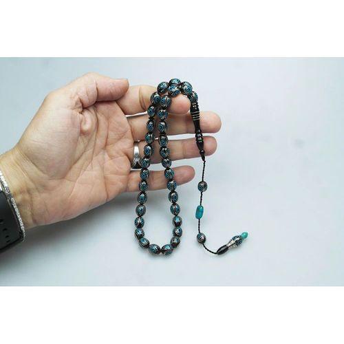 Oltu Taşı ve Turkuaz Mineli Damla Tespih