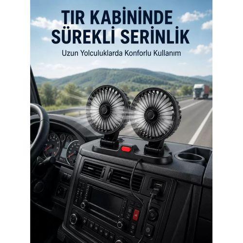 Çift Başlıklı Araç İçi Usb Vantilatör Soğutucu Fan