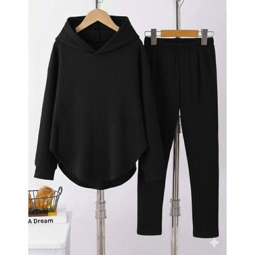 Kadın Uzun Kollu Kapşonlu Meloni Bluz Ve Pantolon Ikili Takım
