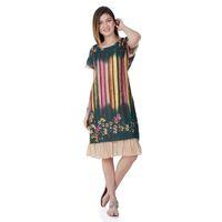 Kısa Kol Vual Defne Midi Boy Yazlık Otantik Elbise Yesil 6094