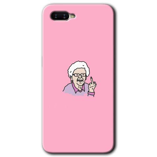 Oppo Rx 17 Neo Kılıf HD Desen Baskılı Arka Kapak + Temperli Cam - Bad Grandmother