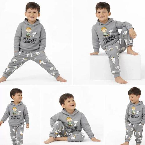 2-5 Yaş Kapşonlu Baskılı 2 Li Çocuk Takımı