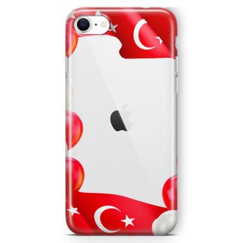 Apple iPhone SE 2020 Kılıf Balonlar Türkiye Bayrağı Arka Kapak Koruma Desenli Full Koruyucu