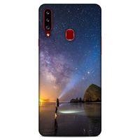 Lopard Samsung Galaxy A20s Uyumlu Kılıf Gece'S (21) Koruyucu Kapak Sarı Mavi