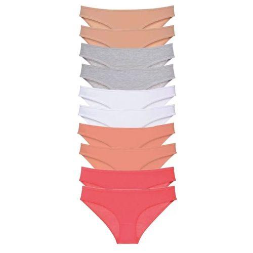 10 Adet Süper Eko Set Likralı Kadın Slip Külot Ten Gri Beyaz Pudra Fuşya