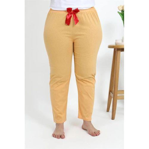 Kadın Pamuklu Büyük Beden Alt Pijama Sarı
