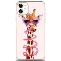 iPhone 11 Kılıf HD Baskılı Kılıf - Pipetli Zürafa + Tam Ekran Koruyucu
