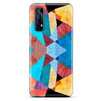 Oppo Realme 7 Kılıf Pastel Renkler (25) Antişok Kapak Mavi Sarı