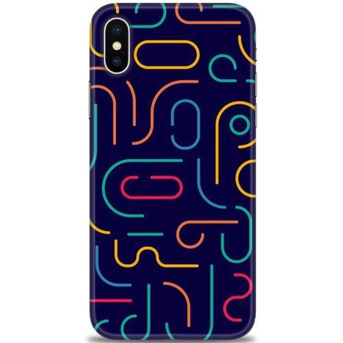 iPhone XS Max Kılıf HD Baskılı Kılıf - Renkli Çubuklar + Tam Ekran Koruyucu