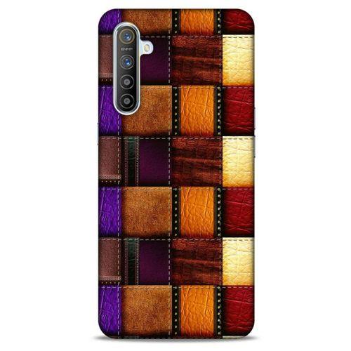 Oppo Realme XT Kılıf Patchwork (44) Tough Armor Kılıf Mor Kahve