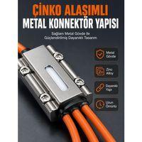 Usb Type-c, Lightning Ve Micro Usb Uyumlu 3ü 1 Arada Hızlı Şarj Kablosu