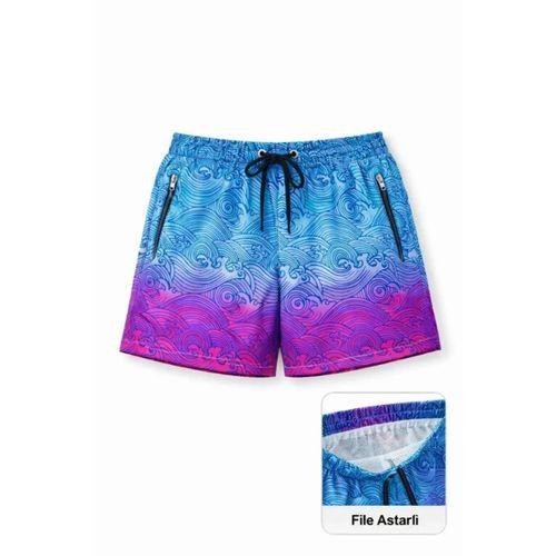 Deniz Şortu Fermuarlı Cepli File Astarlı Hızlı Kuruyan Premium - Çok Renkli