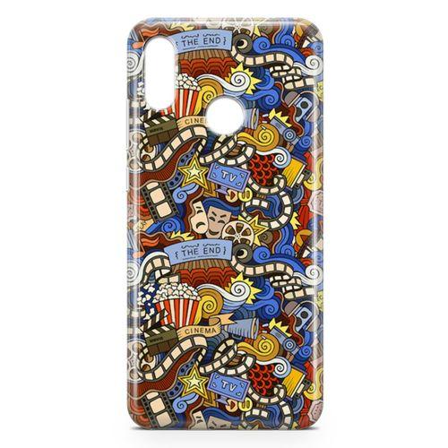Huawei P Smart 2019 Kılıf Doodle Sinemasever Arka Kapak Koruma Desenli Full Koruyucu