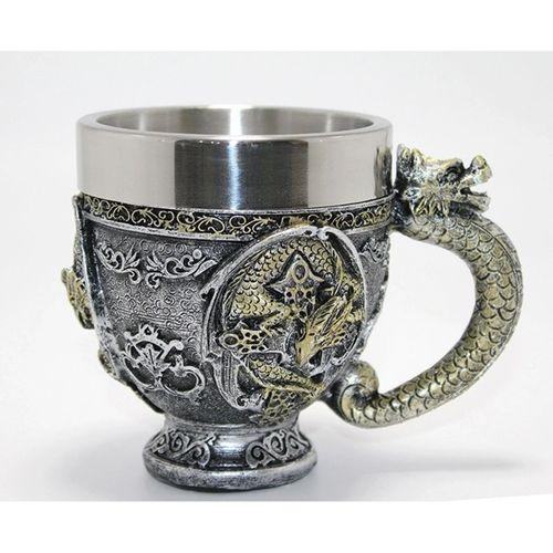 3d Ejderha Figürlü Kabartmalı Paslanmaz Çelik Kupa Bardak Alk4481