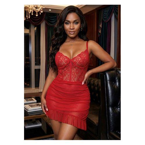 Kadın Kırmızı Dantelli Gecelik