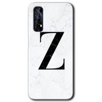 MRCİLETİSİM Realme 7 Kılıf Baskılı Kapak - Beyaz Mermer Desenli Z Harfi + 5D Tam Kaplayan Cam