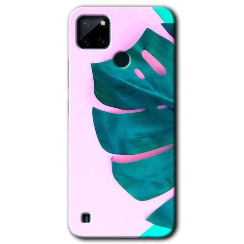 MRCİLETİSİM Realme C21 Kılıf HD Desen Baskılı Arka Kapak + Temperli Cam - 3D Yaprak