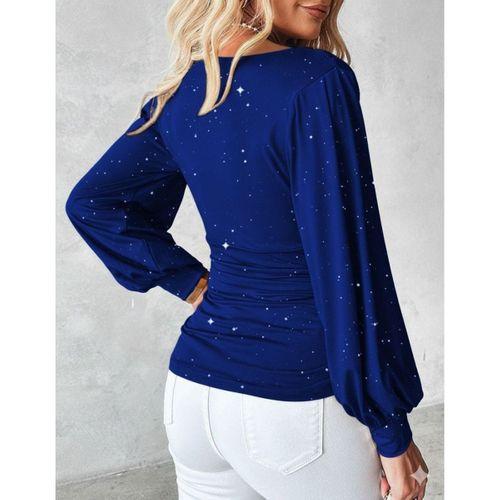 Kadın Uzun Kollu Degaje Yaka Taşlı Sandy Bluz