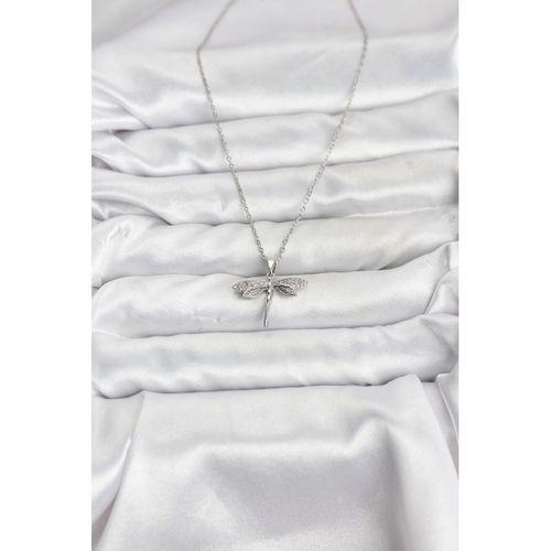 316L Çelik Zincir Gümüş Renk Yusufçuk Model Zirkon Taşlı Kadın Kolye