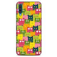 Lopard Samsung Galaxy A30s Uyumlu Kılıf Kediler (35) Fit Design Kılıf Sarı Yeşil