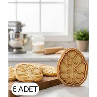 5Li Monstera Yaprak Şekillendirici Kalıp Kurabiye Hamur Kesici Oyun ve Şeker Hamuru Seti