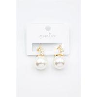 Taşlı İnci Küpe - Altın