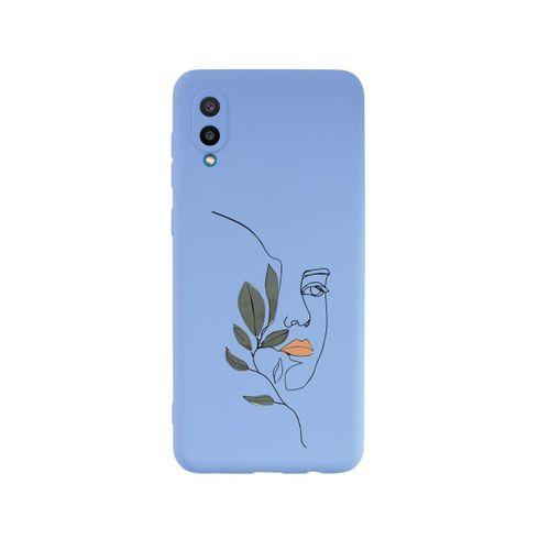 Samsung A02 Line Art Women Premium Silikonlu Lila Telefon Kılıfı