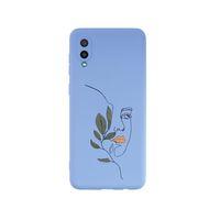 Samsung A02 Line Art Women Premium Silikonlu Lila Telefon Kılıfı