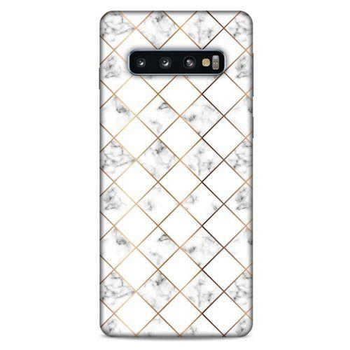 Mermer Desenli (1) Tema Kılıfı Beyaz Samsung Galaxy S10 Kılıf