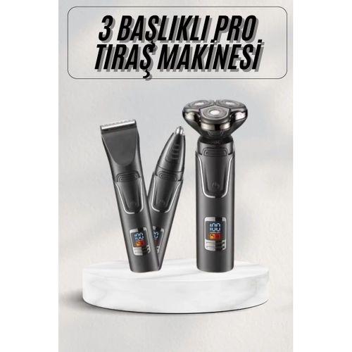 Yüksek Performanslı 3 Başlıklı Profesyonel Şarjlı Islak Ve Kuru Kullanıma Uygun