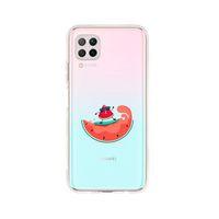 Huawei P40 Lite Sörfçü Karpuz Desenli Premium Şeffaf Silikon Kılıf