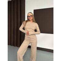 Kadın Bisiklet Yaka Parmak Geçme Detay Uzun Kollu Bluz Ve Pantolon Ikili Takım