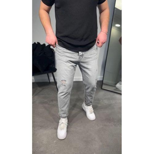 Erkek Gri Yırtık Detaylı Boyfriend Jean