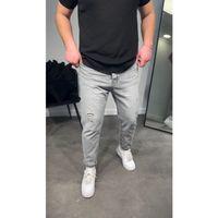 Erkek Gri Yırtık Detaylı Boyfriend Jean