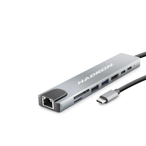 Type-C Combo Hub Hdmi 4K Usb 3.0 Lan Kart Okuyucu 8 Port - Gri HDX7841