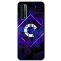 MRCİLETİSİM Huawei P Smart 2021 Kılıf Baskılı Kapak - Dark Neon Yaprak O Harfi +Tam Kaplayan Mat Seramik