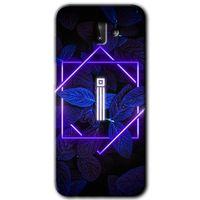 Samsung Galaxy J6 Plus Kılıf Baskılı Kapak - Dark Neon Yaprak İ Harfi + 5D Tam Kaplayan Cam
